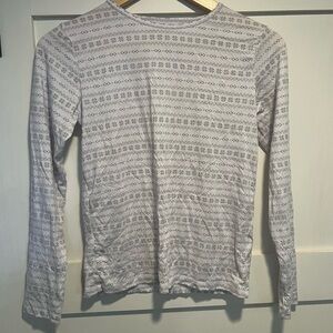 32 Degrees Kids Long Sleeve Thermal Base Layer and Bottoms - White Patterned